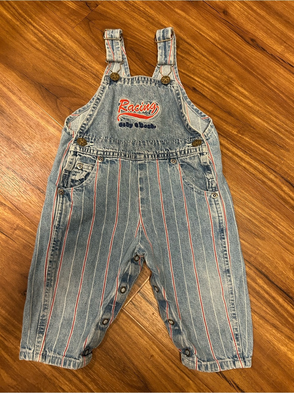 Baby B'gosh Denim Overalls with Red Pinstripes vintage 12 months